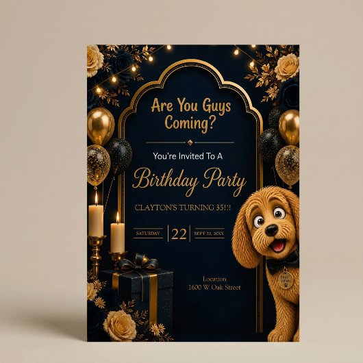 犬の誕生日パーティーに来る？面白いデザイン 招待状