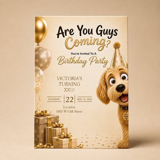犬の誕生日パーティーに来る?面白いデザイン 招待状