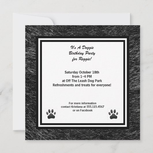犬の誕生日パーティーのカスタム写真 招待状 (裏面)