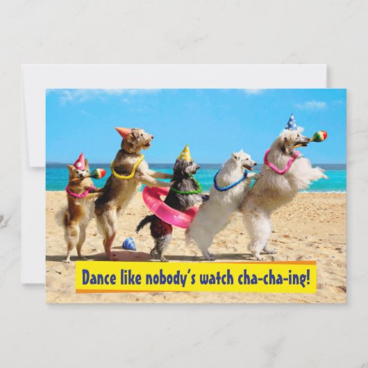 犬の誕生日パーティーのコンガライン 招待状 (正面)