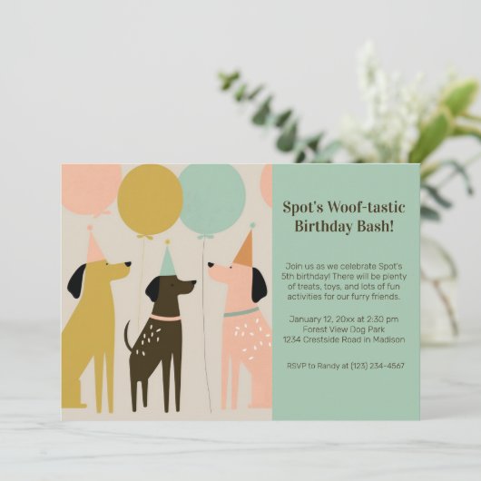 犬の誕生日パーティーへの招待 招待状 (スタンド正面)