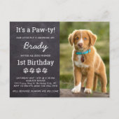 犬の誕生日パーティーカスタムン写真パピー招待状 ポストカード (正面)