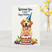 犬の誕生日パーティーカード カード (黄色い花)