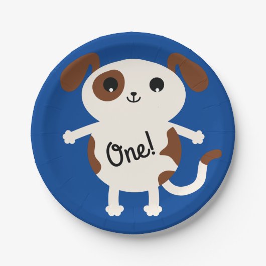 犬の誕生日パーティーキッズ ペーパープレート (正面)