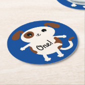 犬の誕生日パーティーキッズ ラウンドペーパーコースター (アングル)