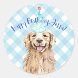 犬の誕生日パーティーステッパーソナライズされたクジンガム ラウンドシール
