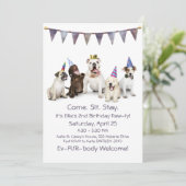 犬の誕生日パーティー任意の子犬 招待状 (スタンド正面)