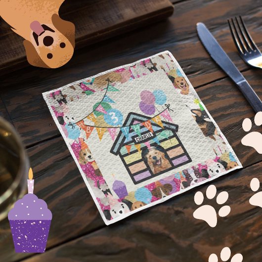 犬の誕生日パーティー用品  ナプキン 犬の誕生日 スタンダードランチョンナプキン