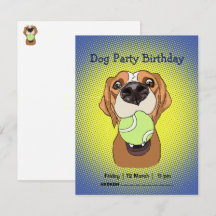 犬の誕生日パーティー コミック風のデザイン