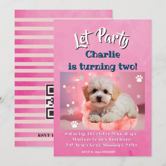 犬の誕生日パーティー シーズンカード (正面/裏面)