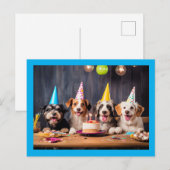犬の誕生日パーティー ポストカード (正面/裏面)