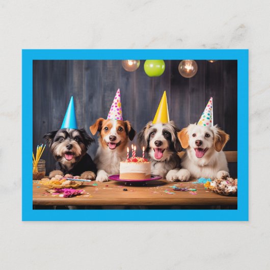 犬の誕生日パーティー ポストカード (正面)