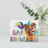 犬の誕生日パーティー ポストカード (スタンド正面)
