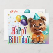 犬の誕生日パーティー ポストカード (正面/裏面)