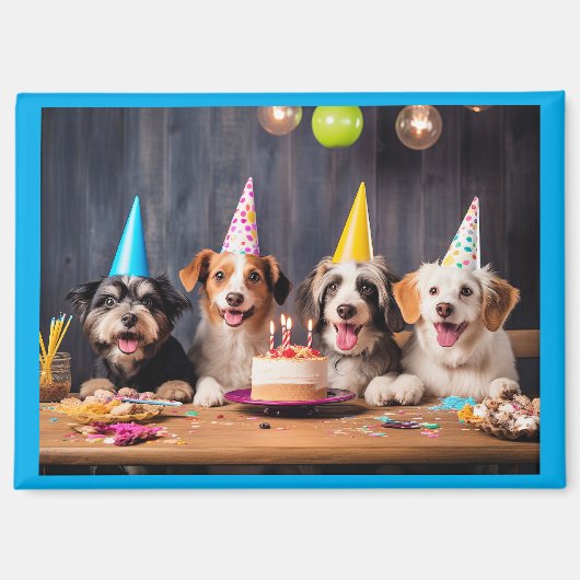 犬の誕生日パーティー マグネット (正面)