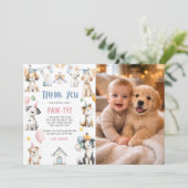 犬の誕生日パーティー 子犬パーティー 誕生日写真 サンキューカード (スタンド正面)