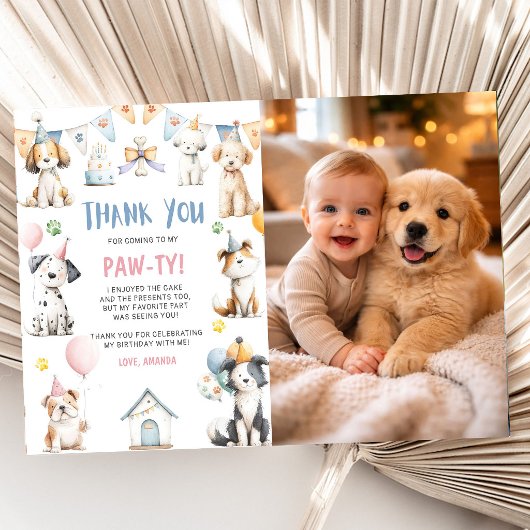 犬の誕生日パーティー 子犬パーティー 誕生日写真 サンキューカード