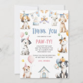 犬の誕生日パーティー 子犬パーティー 誕生日 サンキューカード (正面)