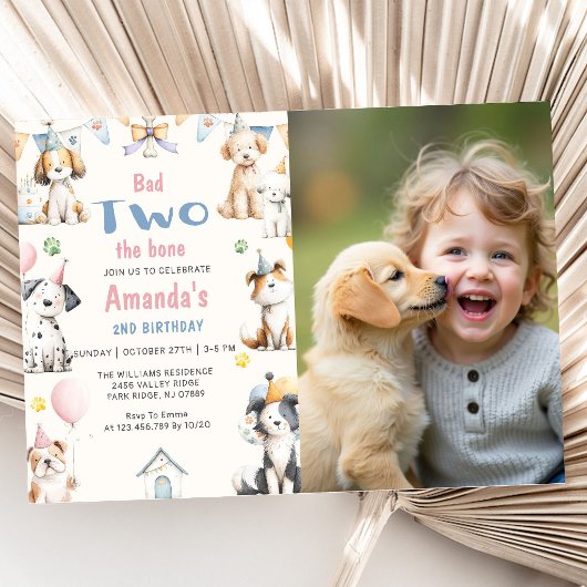 犬の誕生日パーティー 子犬パーティー 2歳の誕生日 写真 招待状