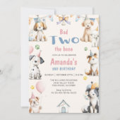 犬の誕生日パーティー 子犬パーティー 2歳の誕生日 招待状 (正面)