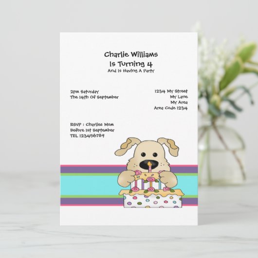 犬の誕生日パーティー 招待状 (スタンド正面)