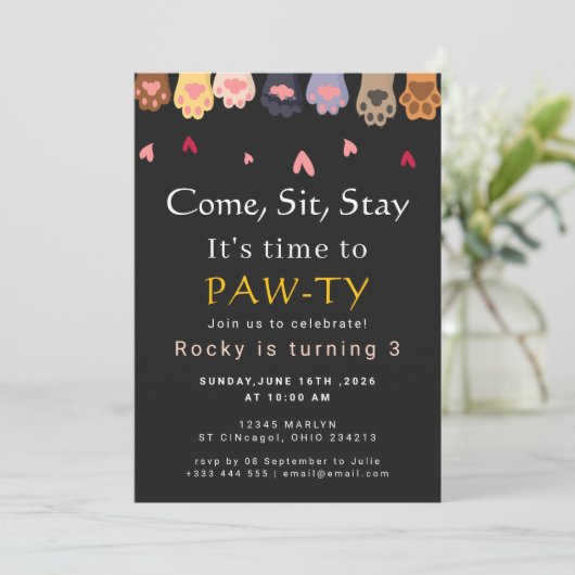 犬の誕生日パーティー 招待状 (スタンド正面)