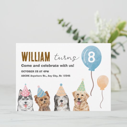 犬の誕生日パーティー 招待状 (スタンド正面)