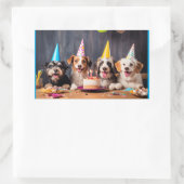 犬の誕生日パーティー 長方形シール (バッグ)