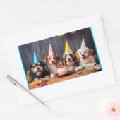 犬の誕生日パーティー 長方形シール (封筒)