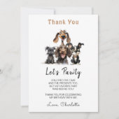 犬の誕生日パーティー Let's Pawty サンキューカード (正面)