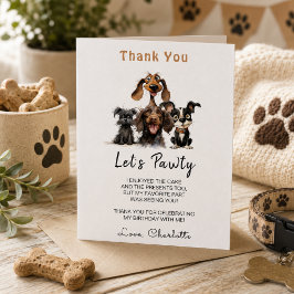 犬の誕生日パーティー Let's Pawty サンキューカード