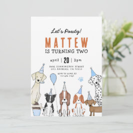 犬の誕生日パーティー Let's Pawty 招待状