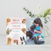 犬の誕生日ポーティ写真 招待状 (スタンド正面)