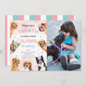 犬の誕生日ポーティ写真 招待状 (正面/裏面)