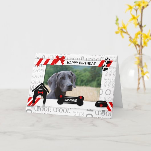 犬の誕生日レッドペットの写真と名前から カード