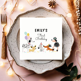 犬の誕生日子犬のパウィティ動物ペットベッモダント スタンダードカクテルナプキン