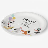 犬の誕生日子犬のパウィティ動物ペットベッモダント ペーパープレート (アングル)