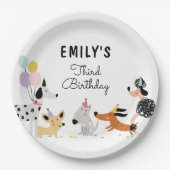 犬の誕生日子犬のパウィティ動物ペットベッモダント ペーパープレート (正面)