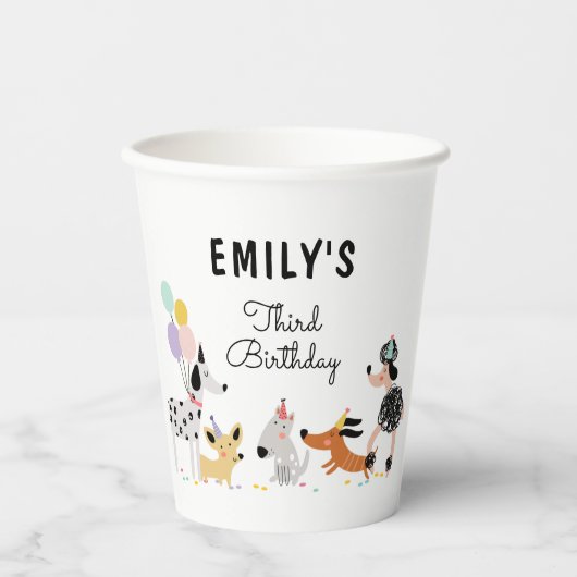 犬の誕生日子犬のパウィティ動物ペットベッモダント 紙コップ (正面)