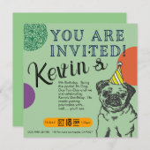 犬の誕生日招待状カスタマイズ 招待状 (正面/裏面)