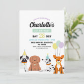 犬の誕生日招待状ガールボーイパーティーポーティおもしろい 招待状 (スタンド正面)