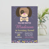 犬の誕生日招待状(紫) 招待状 (スタンド正面)