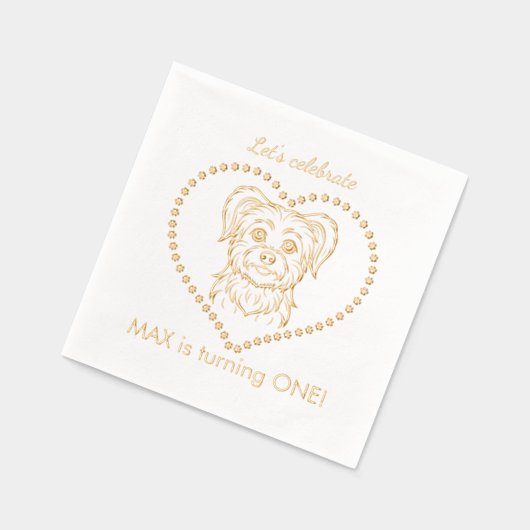 犬の誕生日祝パーティー 箔ナプキン (左)