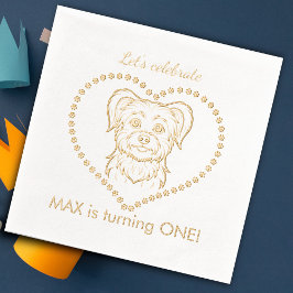 犬の誕生日祝パーティー 箔ナプキン
