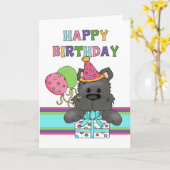 犬の誕生日 カード (黄色い花)