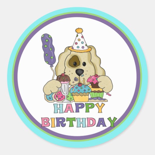 犬の誕生日 ラウンドシール (正面)