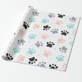 犬の誕生日，犬の足のプリントパターン ラッピングペーパー (アンロールド)