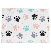 犬の誕生日，犬の足のプリントパターン ラージペーパーバッグ (裏面)