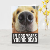 犬の誕生日, 犬年齢であなたは死んでいる ごあいさつ カード (黄色い花)