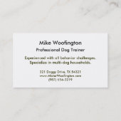犬の調教師の名刺の付き添いの歩行者のおもしろいの芸術 名刺 (裏面)